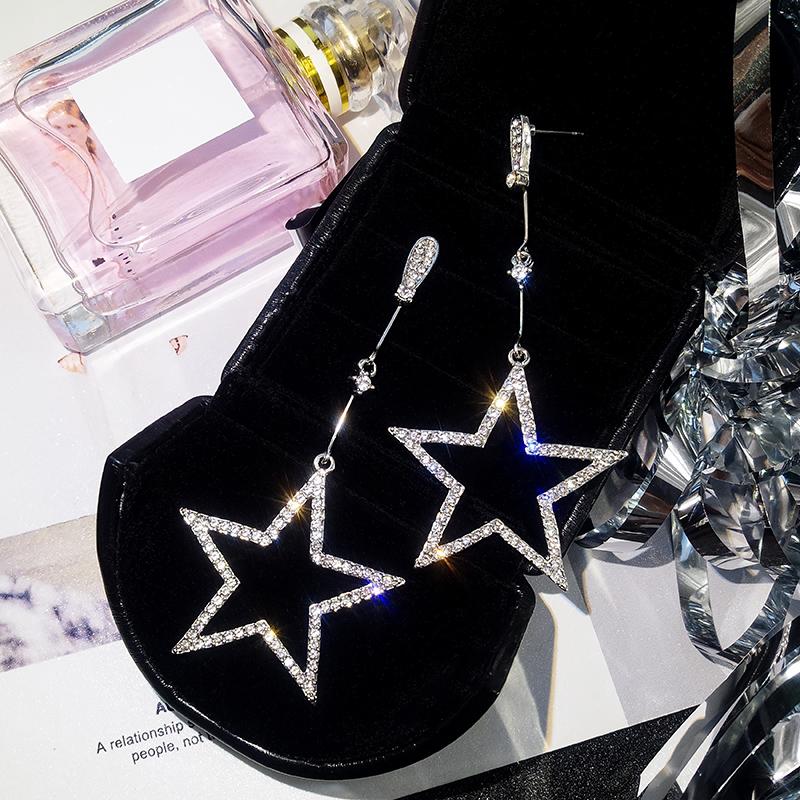 Rhinestone Five-Pointed Star Earrings