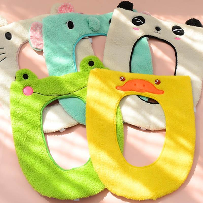 Cartoon Washable Toilet Mat Portable Toilet Seat Cover Warmer Bathroom Accessories Plush Toilet Cushion