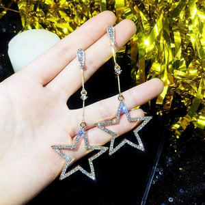 Rhinestone Five-Pointed Star Earrings