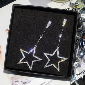 Rhinestone Five-Pointed Star Earrings