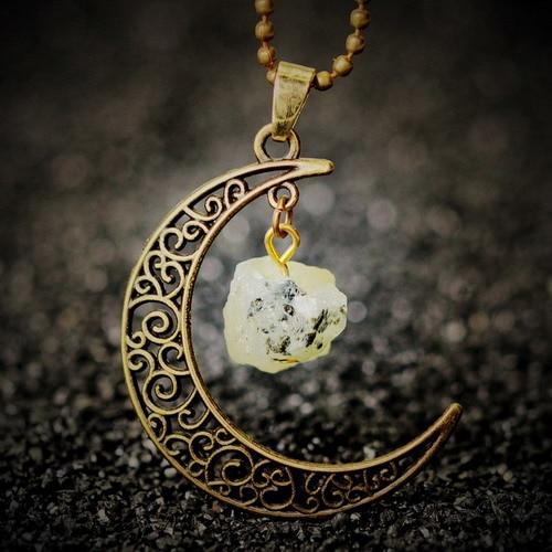 Vintage Crystal Moon Necklace